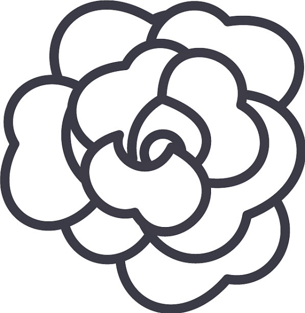 玫瑰花线图标概念玫瑰花平图片下载