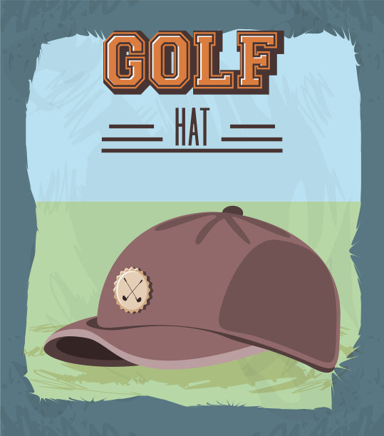 带帽子的高尔夫球杆标签图片下载