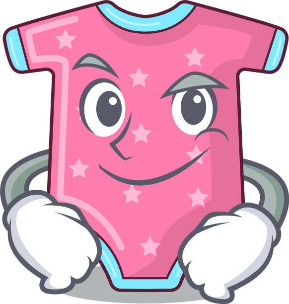 衣架架上傻笑的卡通婴儿衣服图片下载
