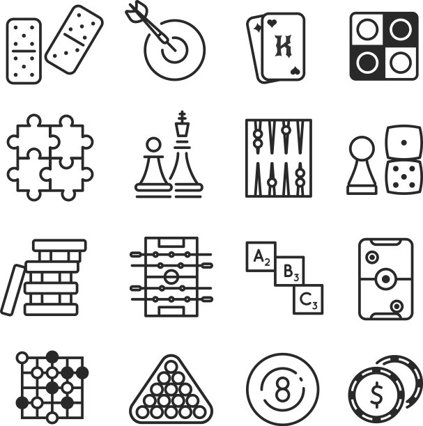 桌面游戏图标设置孤立的白色背景图片下载