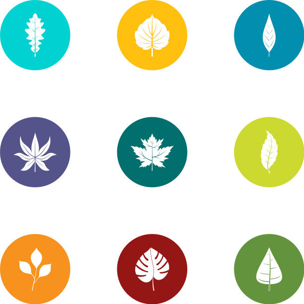 树叶图标设置扁平样式图片下载