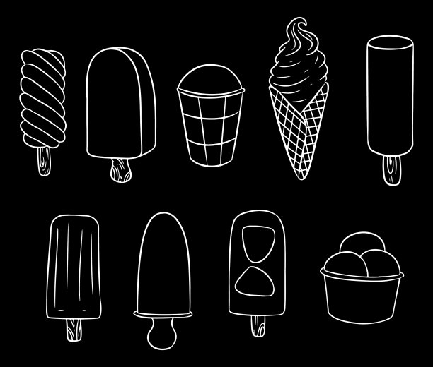 设置冰淇淋手绘线条黑板图片下载