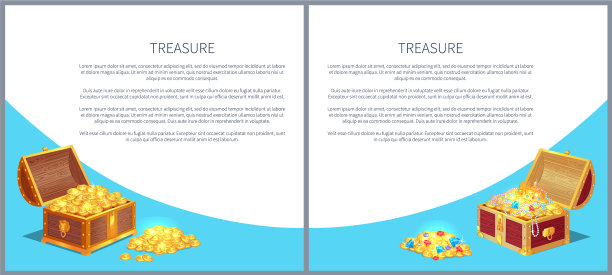 寻宝海报装金古币箱图片下载