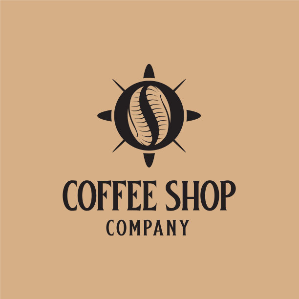 咖啡店标志设计用咖啡豆制作而成图片下载