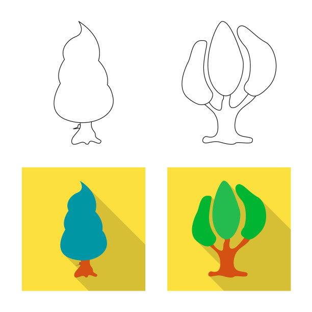 树和自然图标集图片下载