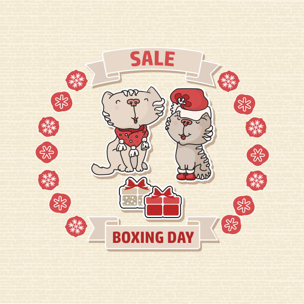 节礼日促销卡和猫箱图片下载