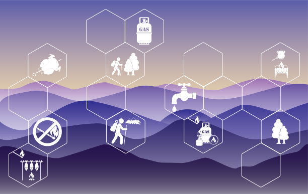 带有旅行和露营装备的海报图片下载