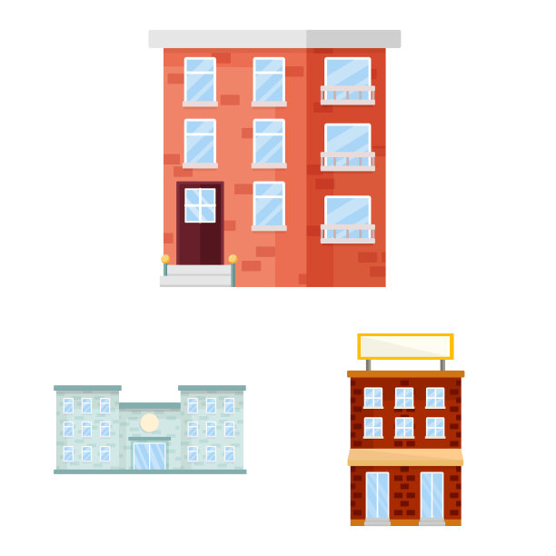 孤立的对象外观和建筑图标集图片下载