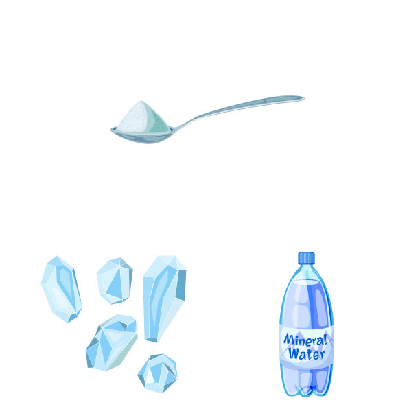 孤立物盐和食品标志集盐图片下载