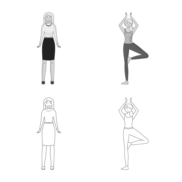 孤立物体姿态和情绪符号集图片下载