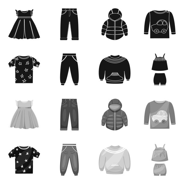 设计时装和服装标志套图片下载