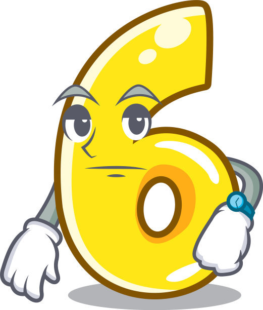 6号正在等待，孤立在吉祥物上图片下载