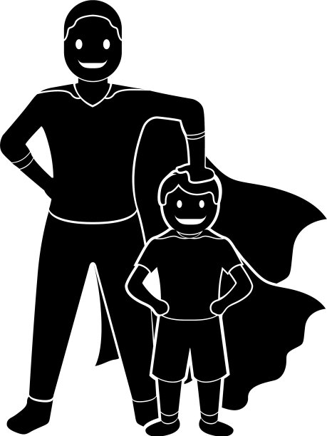 超级爸爸卡通人物剪影图片下载