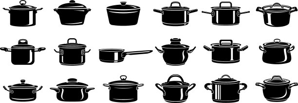 炒菜热平底锅图标设置简单风格图片下载