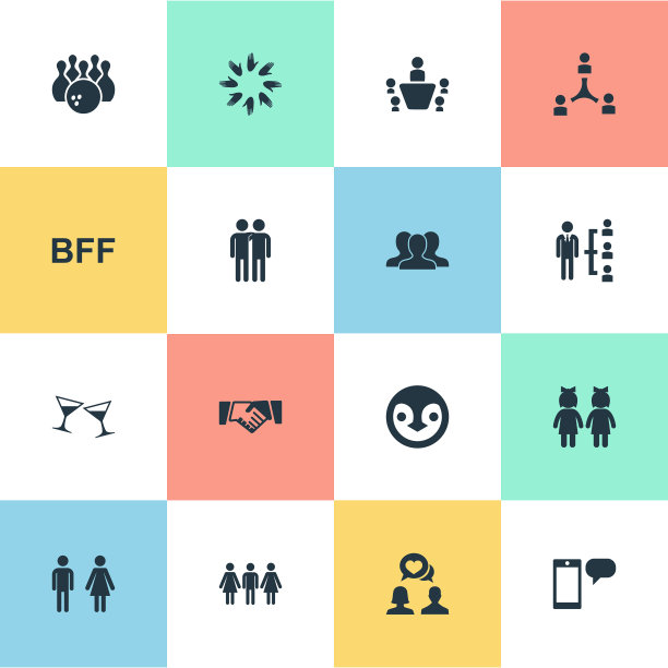 一组简单的朋友图标图片下载