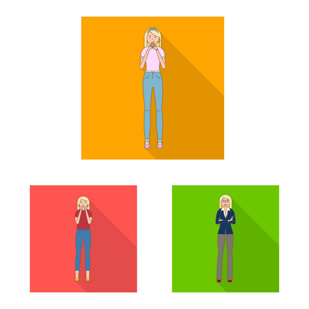 孤立对象女人和身体标志集图片下载