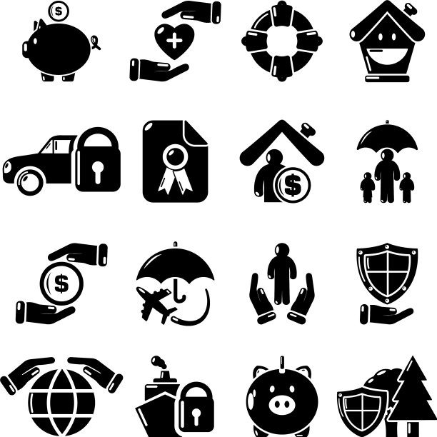 保险图标设置简单的风格图片下载