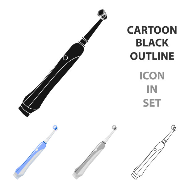 电动牙刷图标在卡通风格孤立图片下载