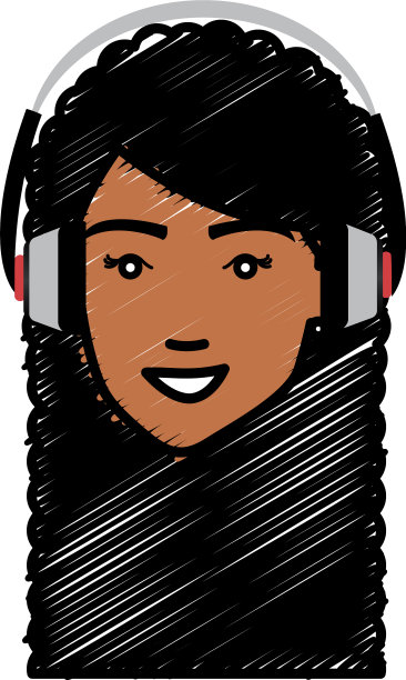 美丽的女人头与耳机头像图片下载