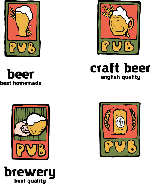 啤酒酒吧海报贴纸标志图片下载