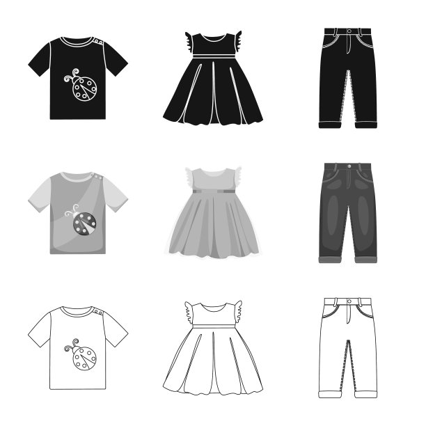 设计时装和服装标志套图片下载