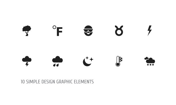 一组10可编辑的天气图标包括符号图片下载