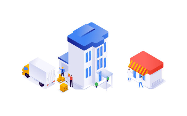 房屋和设备在等距生产图片下载