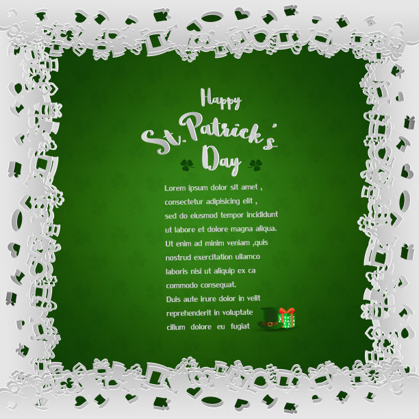 白色花边框架与字母在绿色图片下载