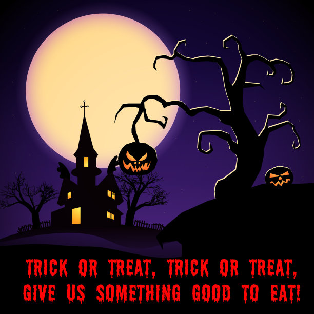 卡通万圣节之夜的恐怖海报图片下载