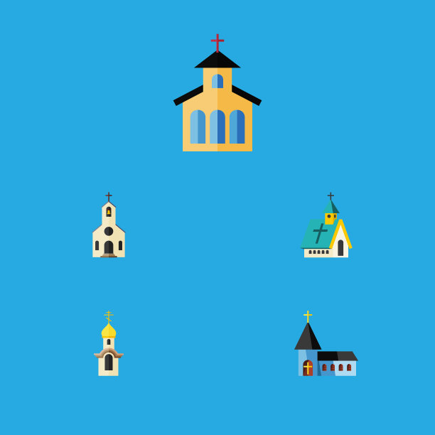 扁平的图标教堂套结构建筑图片下载