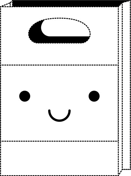 卡哇伊纸袋在黑色点轮廓图片下载