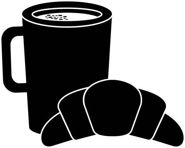 咖啡杯搭配牛角面包图片下载