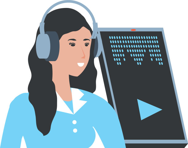 带着智能手机和耳机的可爱年轻女人图片下载