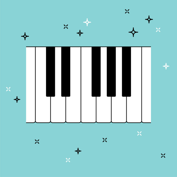 钢琴键盘俯视图音乐平面背景图片下载