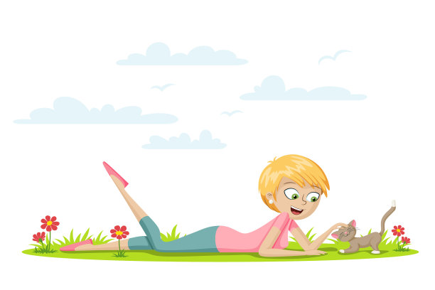 一位年轻女子抚摸着一只小猫图片下载