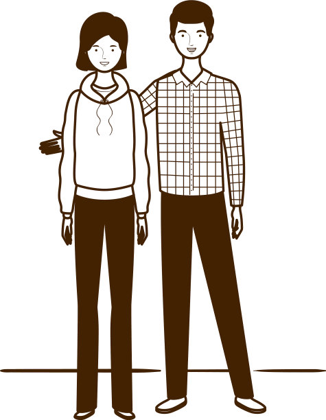 一对夫妇的剪影站在白色图片下载