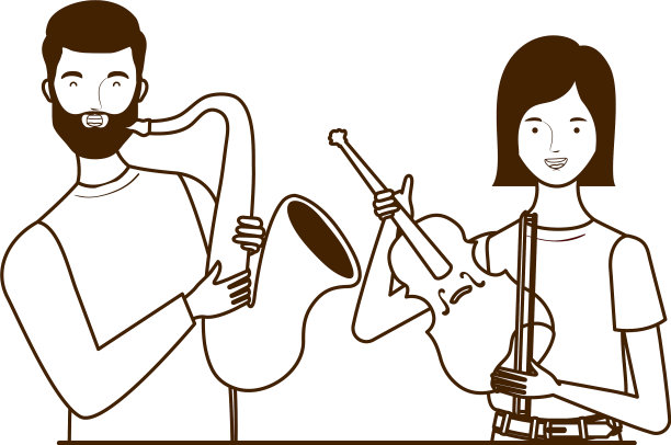 两个人带着乐器图片下载