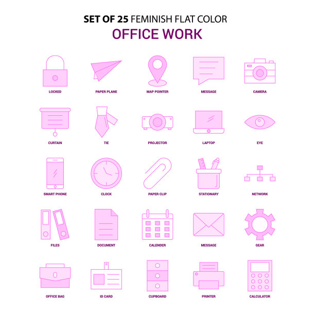 一套25女性办公室工作平粉色图片下载