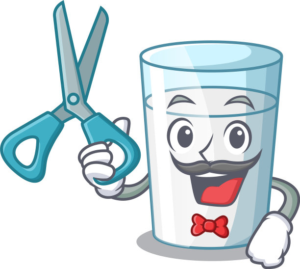 理发师把牛奶杯放在餐桌上图片下载