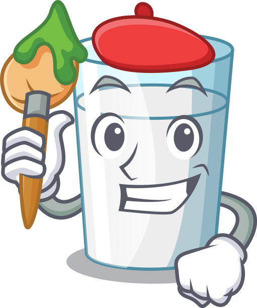 餐桌上的艺术家人物牛奶玻璃图片下载