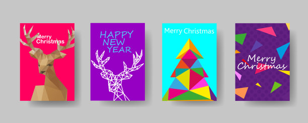 五彩缤纷的圣诞封面设计模板图片下载