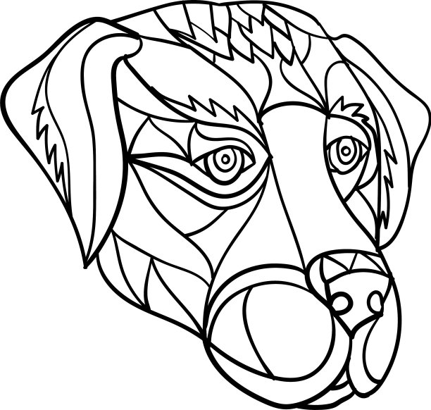 拉布拉多犬头马赛克黑白图片下载