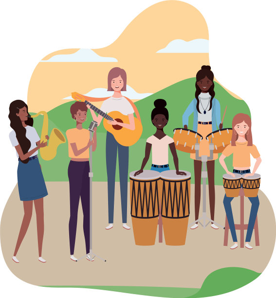 有乐器和背景的女性图片下载