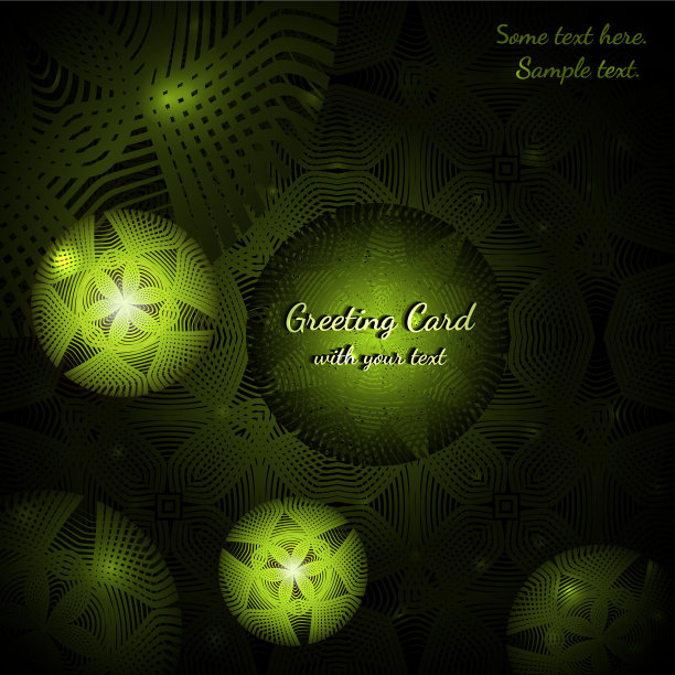 绿色贺卡与抽象的圆形图案图片下载