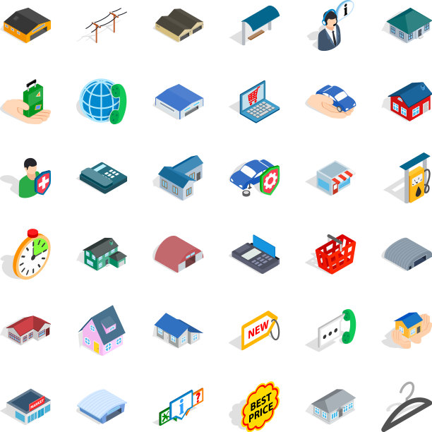 车库图标设置等距样式图片下载