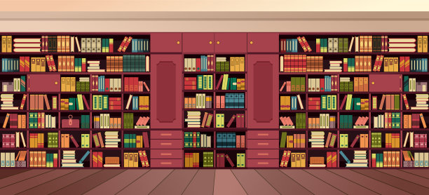 图书馆书架墙图片下载
