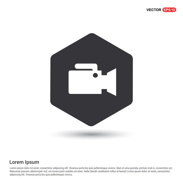 照片相机图标六边形白色背景图标图片下载