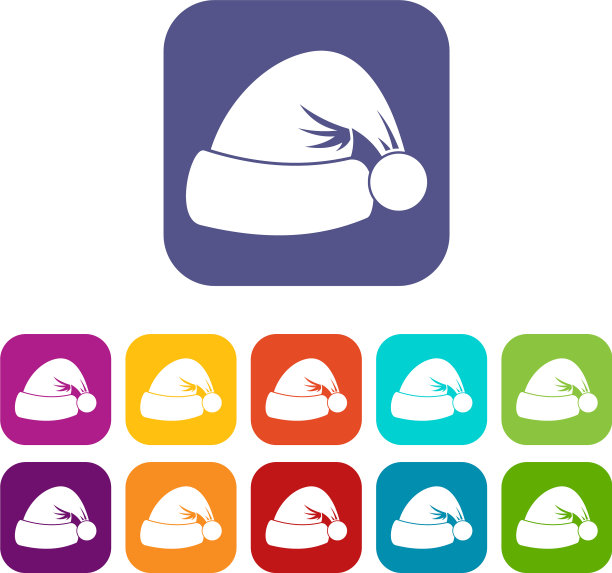 圣诞老人帽图标套装图片下载