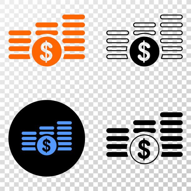 美元硬币堆叠EPS轮廓图标图片下载