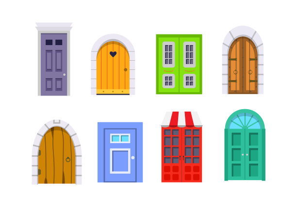 设置入口大门前视图住宅和建筑图片下载